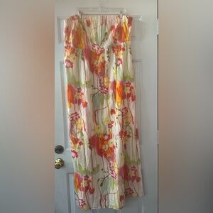 Old Navy Plus Size Strapless Maxi Dress Linen/cotton White Floral